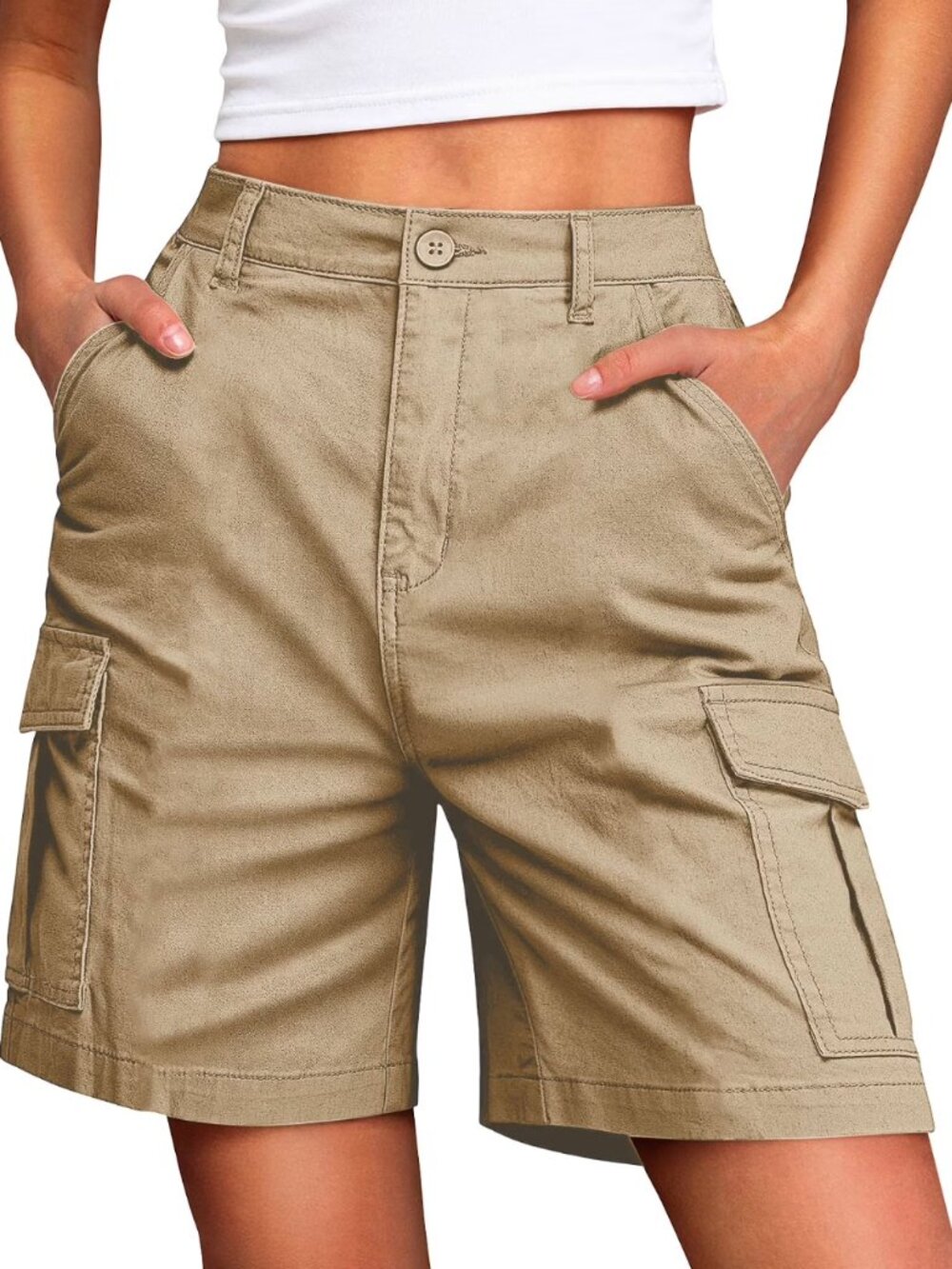 IVIR NWT High Rise Cargo Shorts in Khaki size L